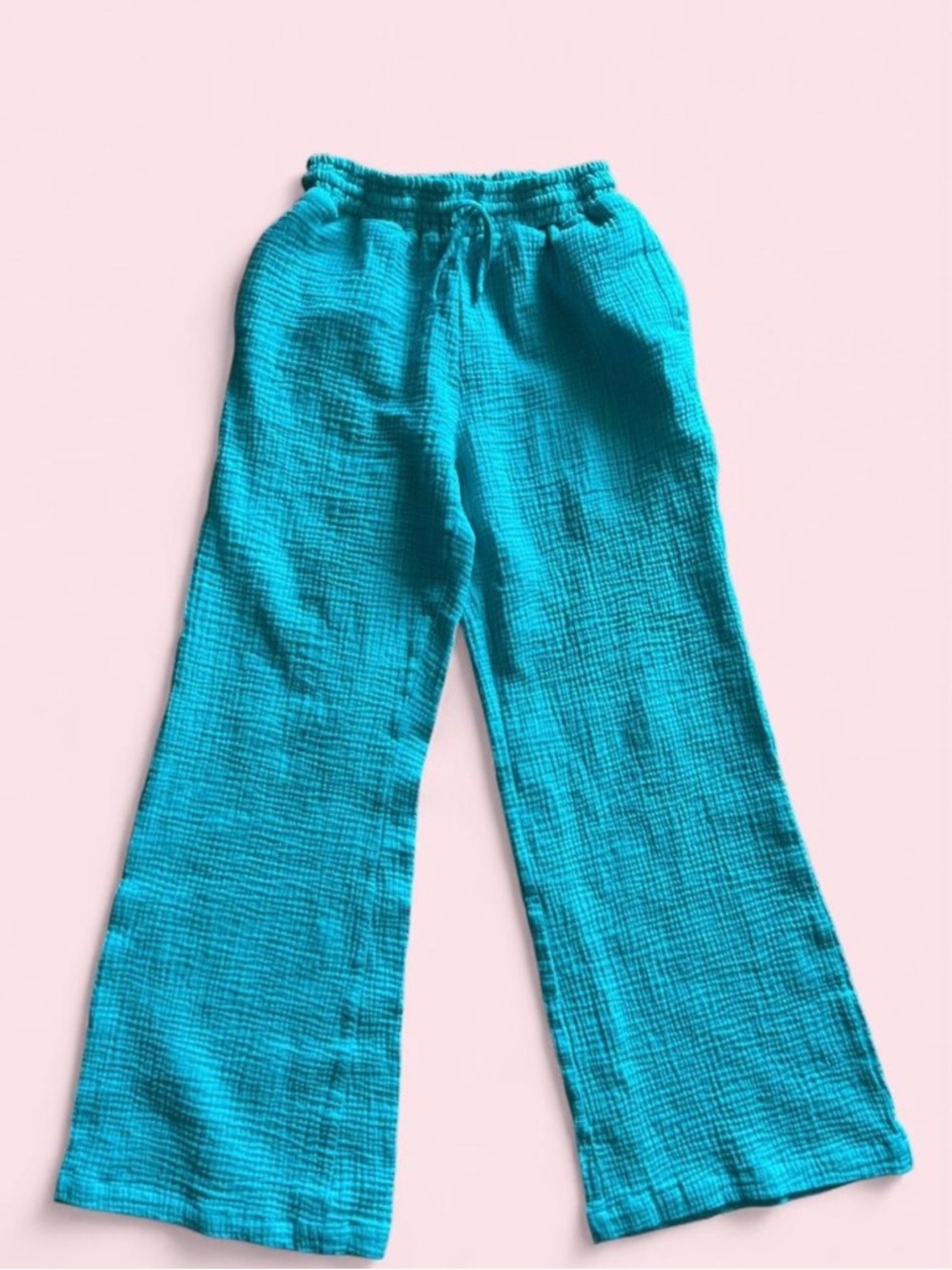 Ocean Drive Aqua Drawstring Wide-Leg Pants